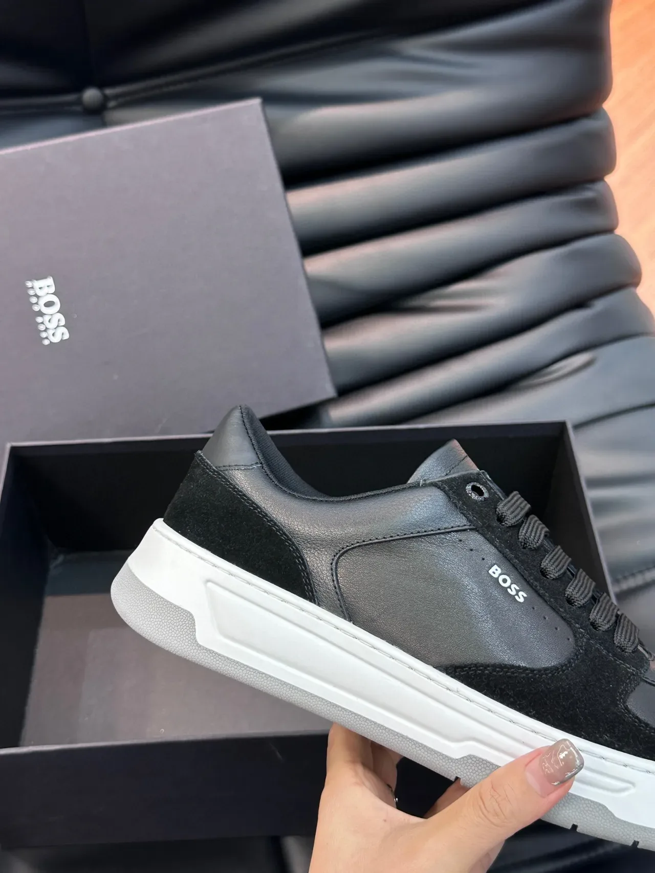 Hugo Boss Black Leather and Suede Lifestyle Sneakers 4