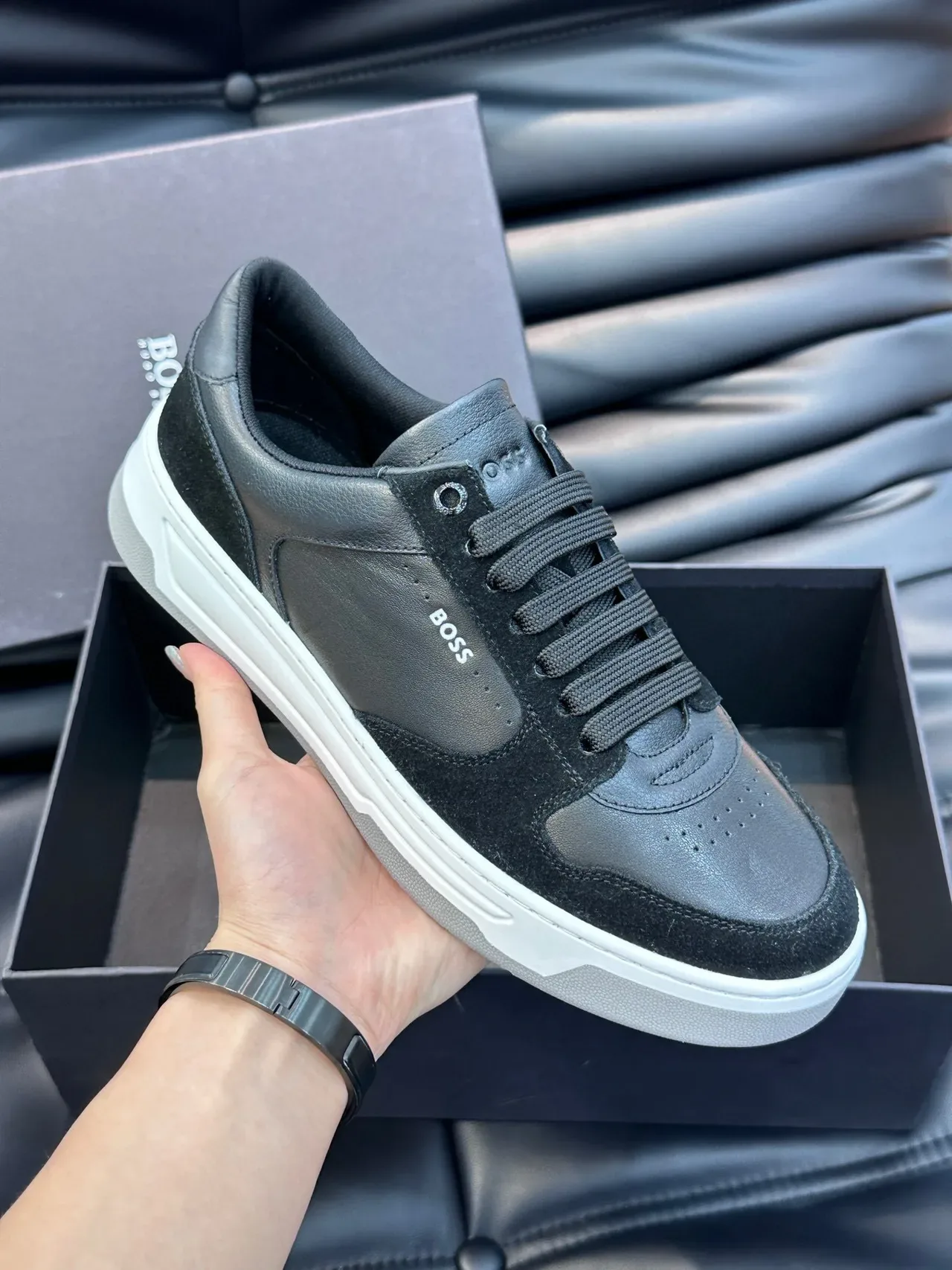 Hugo Boss Black Leather and Suede Lifestyle Sneakers 5