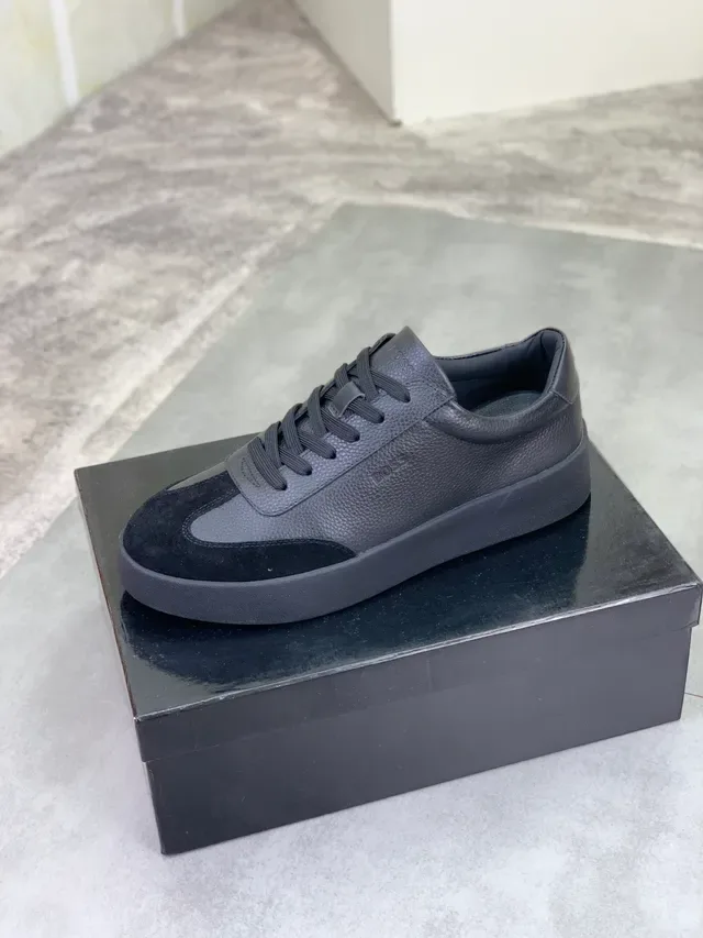 Hugo Boss Black Leather and Suede Platform Lifestyle Sneaker 4