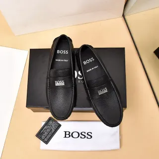 Hugo Boss Black Pebbled Leather Penny Strap Loafer