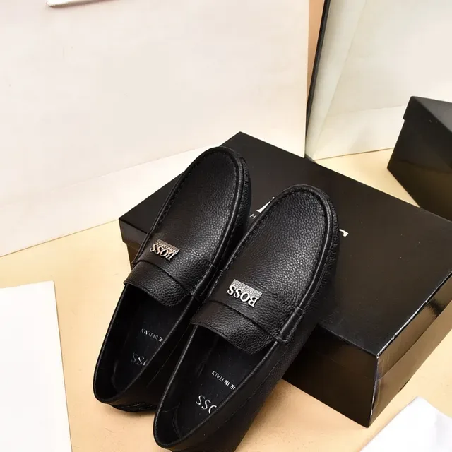 Hugo Boss Black Pebbled Leather Penny Strap Loafer 3