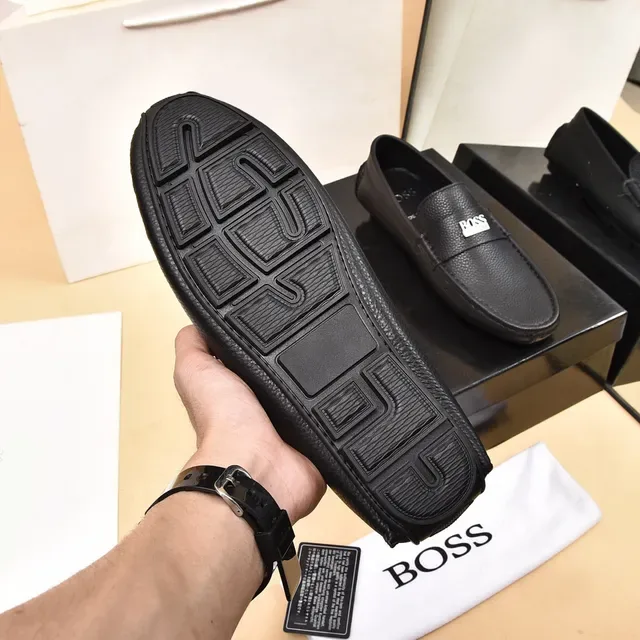 Hugo Boss Black Pebbled Leather Penny Strap Loafer 4