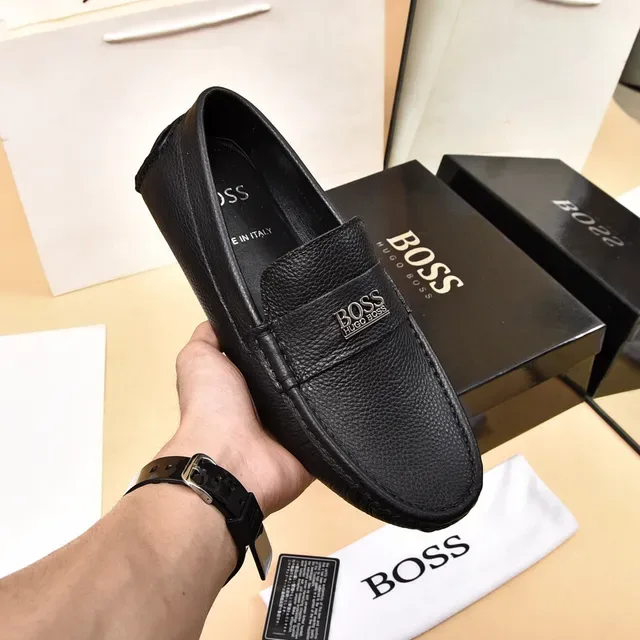 Hugo Boss Black Pebbled Leather Penny Strap Loafer 5