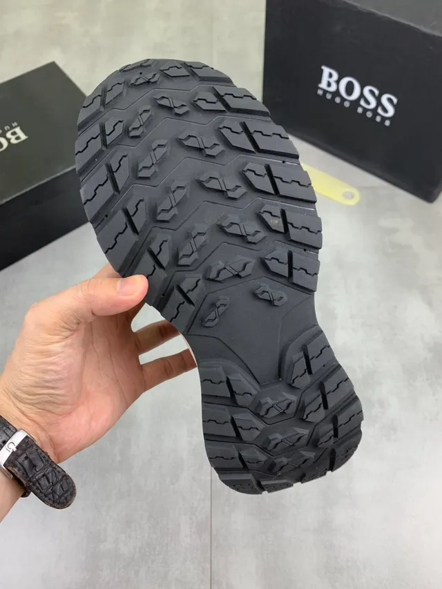 Hugo Boss Brown Leather-Mesh Chunky Sneaker 2