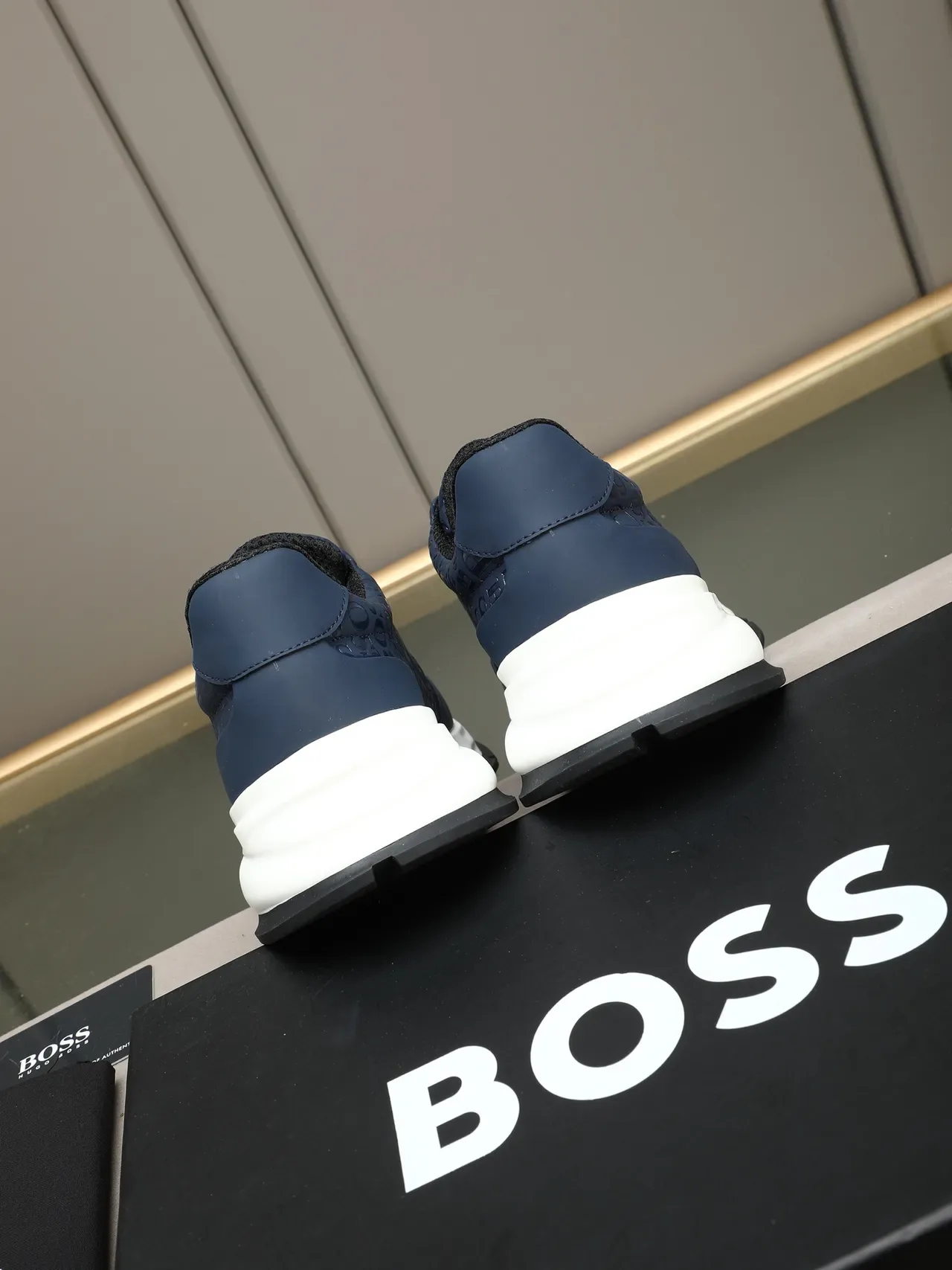 Hugo Boss Embossed Monogram Navy and White Lifestyle Sneaker 4