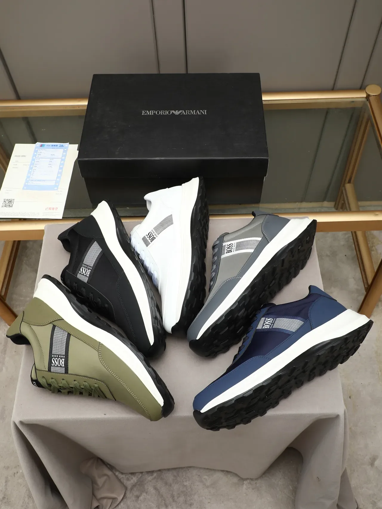 Hugo Boss Gray White Modern Low-Top Synthetic Upper Sneakers 2