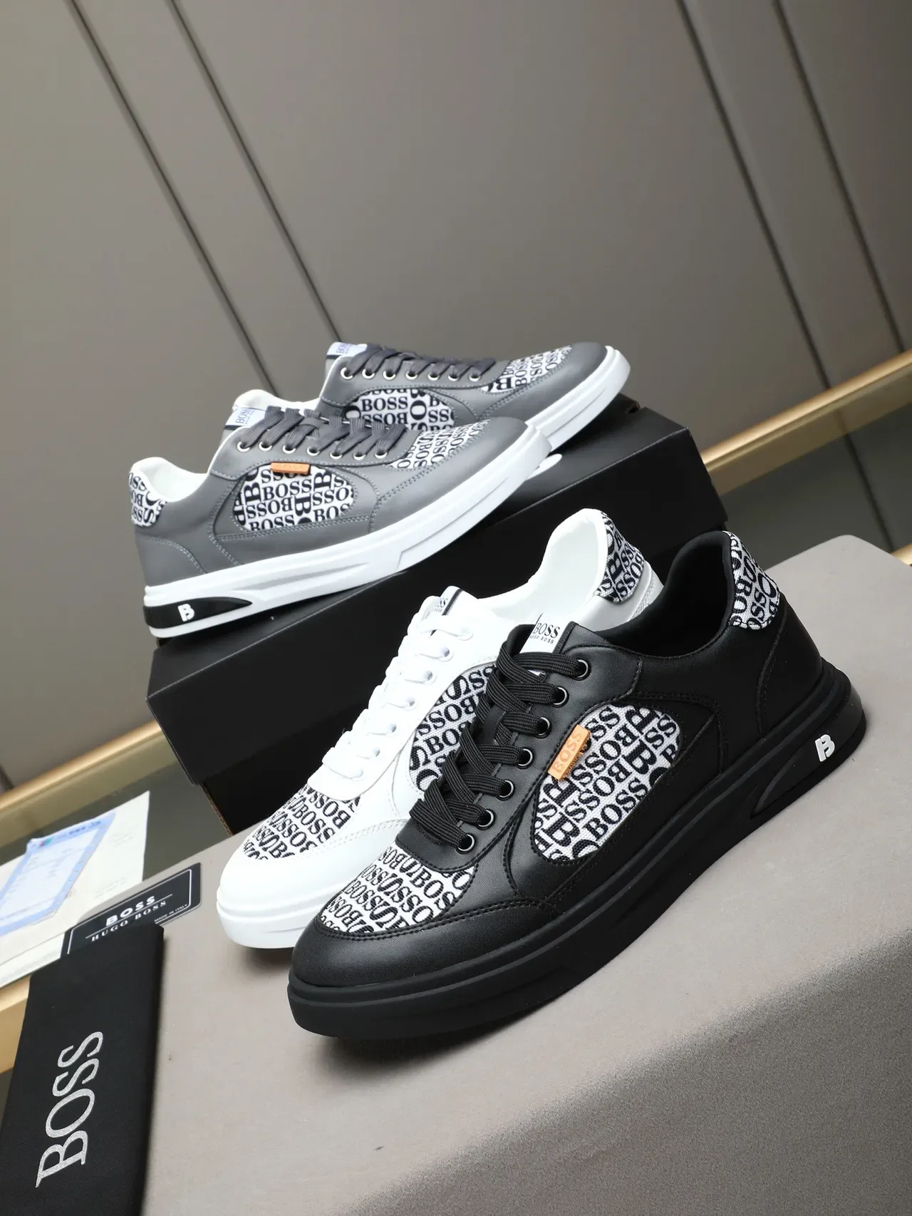 Hugo Boss Logo-Print White and Black Lifestyle Sneakers 2