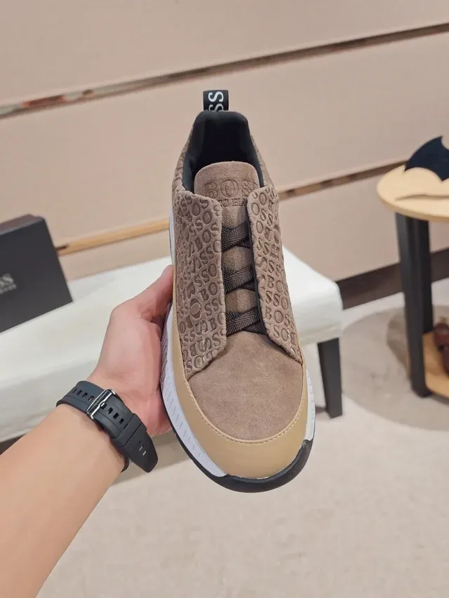 Hugo Boss Monogram Slip-On Beige Lifestyle Sneakers 5