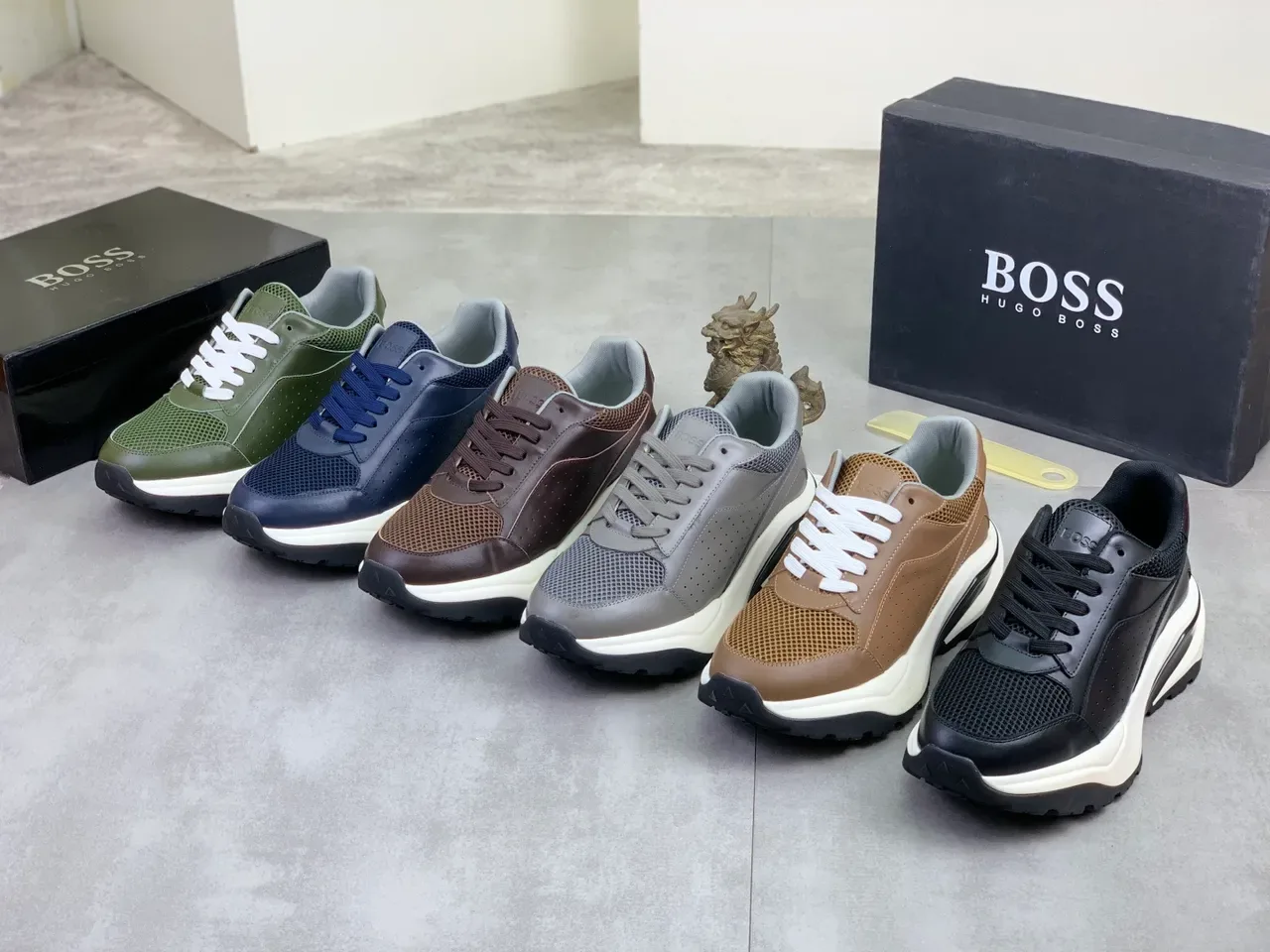 Hugo Boss Sneakers Lifestyle Vert Olive en Maille et Cuir 2