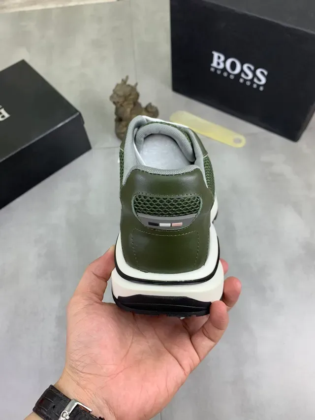 Hugo Boss Sneakers Lifestyle Vert Olive en Maille et Cuir 4