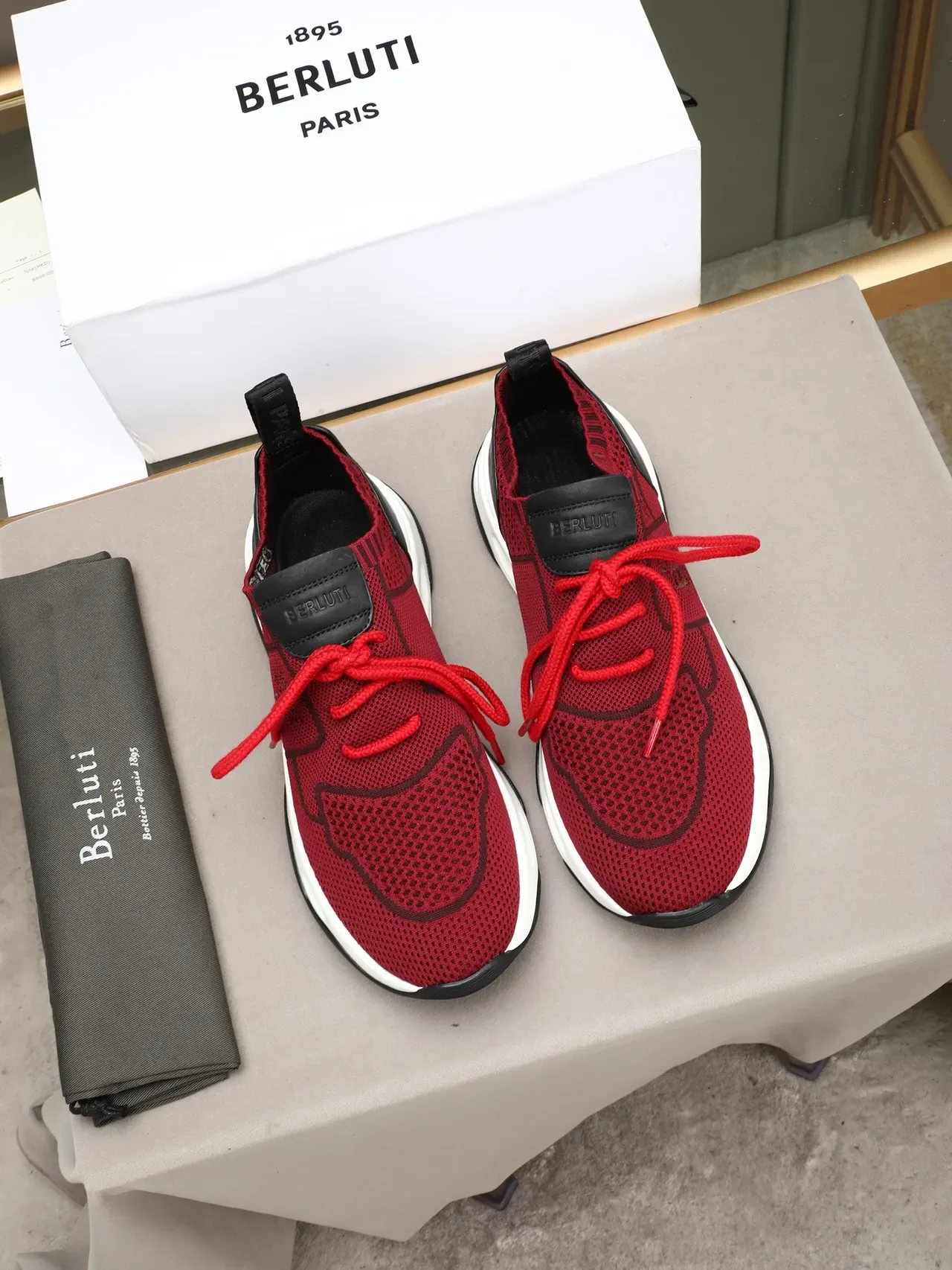 Hugo Boss Red and Black Knit Lifestyle Sneaker 2
