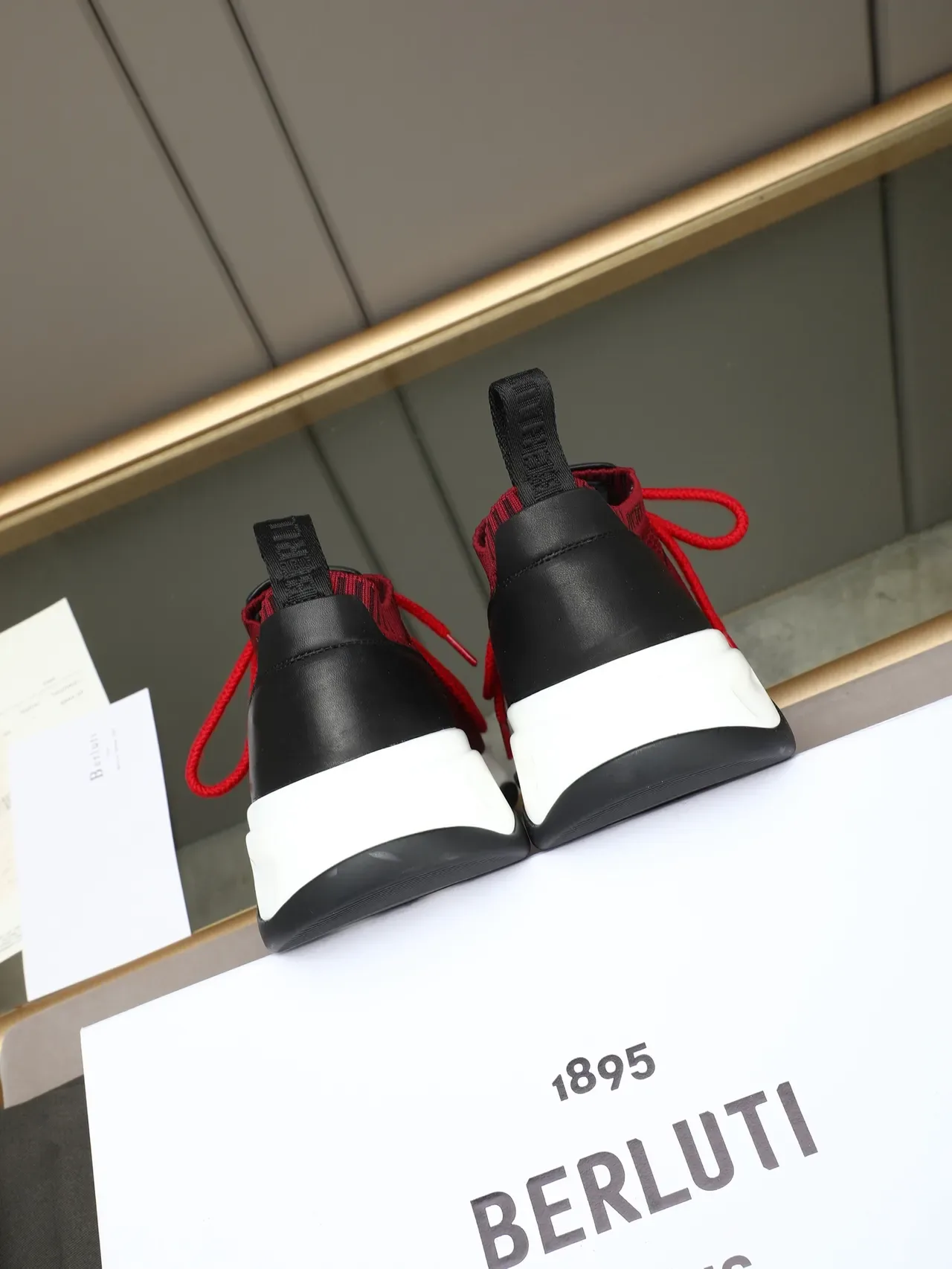 Hugo Boss Red and Black Knit Lifestyle Sneaker 3