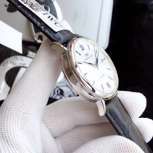 IWC Portugieser Automatic White Dial Black Leather Mechanical Watch 6