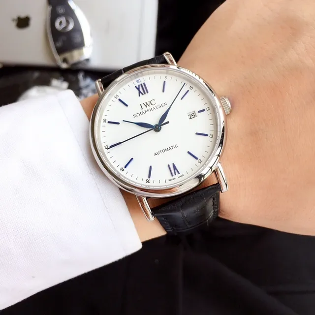 IWC Portugieser Automatic White Dial Black Leather Mechanical Watch 7