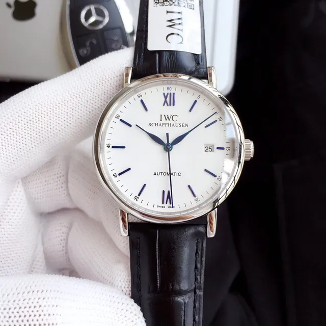 IWC Portugieser Automatic White Dial Black Leather Mechanical Watch 8