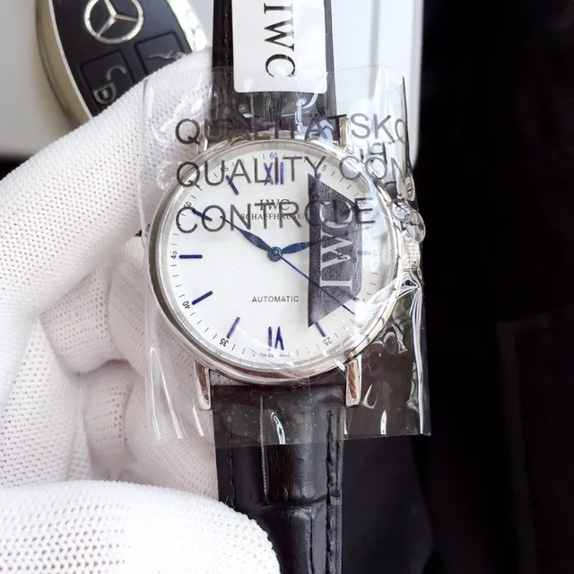 IWC Portugieser Automatic White Dial Black Leather Mechanical Watch 9