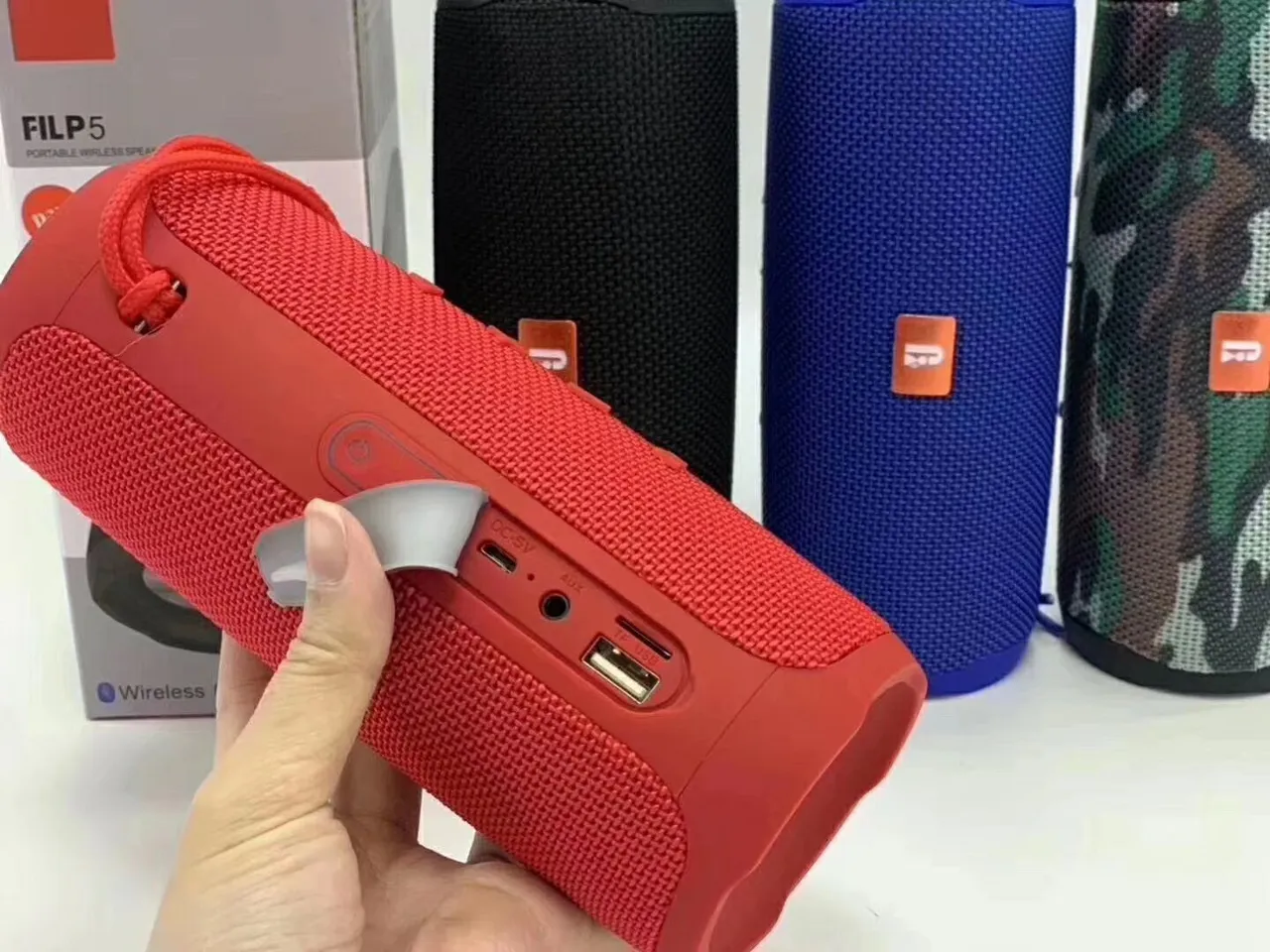 JBL Charge Black Red Cylindrical Fabric-Grille Portable Speaker 3