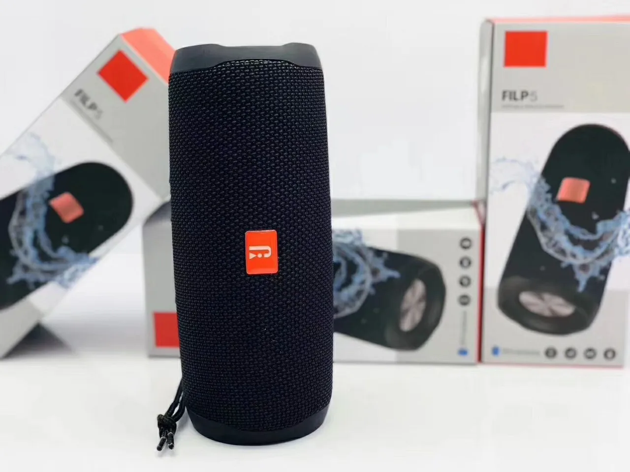 JBL Charge Black Red Cylindrical Fabric-Grille Portable Speaker 12