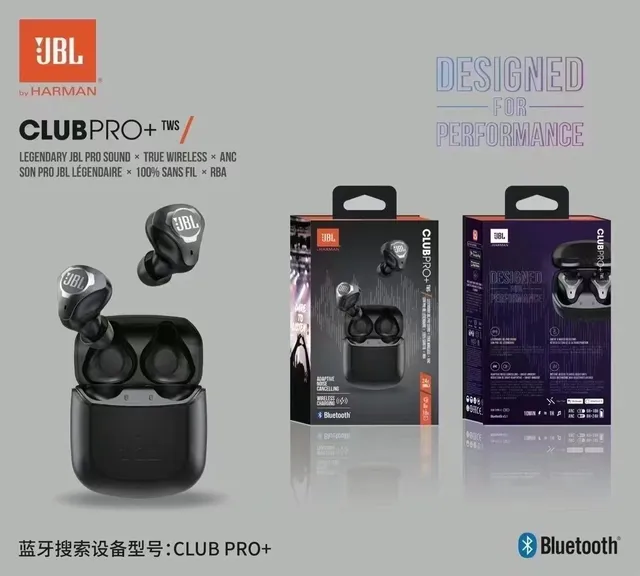 JBL CLUB PRO+ TWS Noir Rouge Brillant Étui de Charge Magnétique TWS Écouteurs 8
