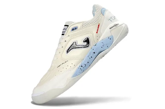 Joma Flex Beige Blue Perforated Leather Upper Speckled Light Midsole Lifestyle Sneakers 3
