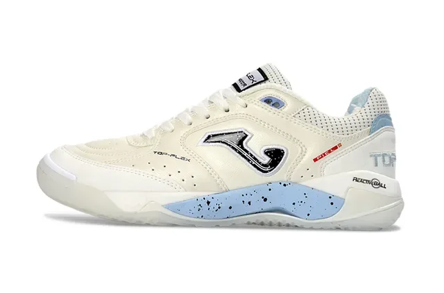 Joma Flex Beige Blue Perforated Leather Upper Speckled Light Midsole Lifestyle Sneakers 7