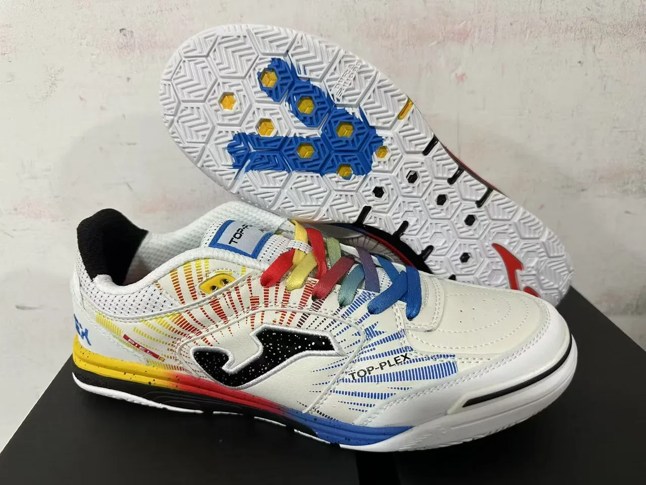 Joma GEX White Multicolor Low-Top Indoor Court Silhouette Gradient Overlays Sneakers 2