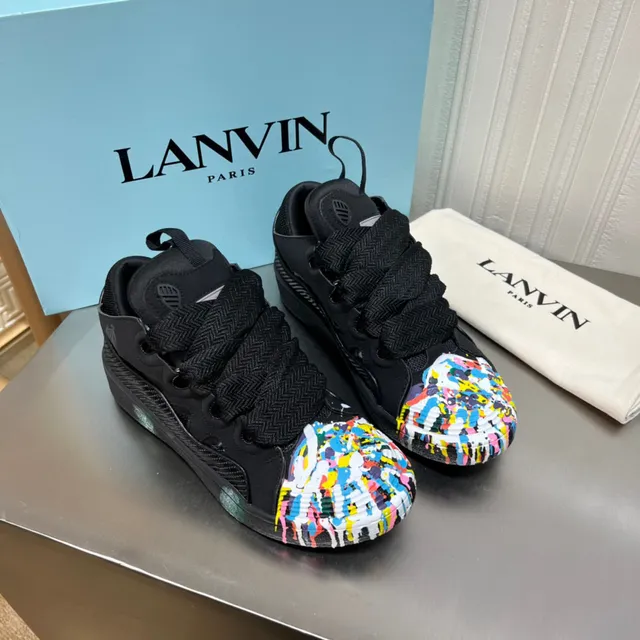 Lanvin Noir Multicolore Éclaboussures de Peinture Chaussures Lifestyle 6