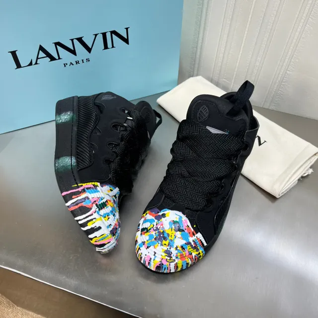 Lanvin Noir Multicolore Éclaboussures de Peinture Chaussures Lifestyle 8