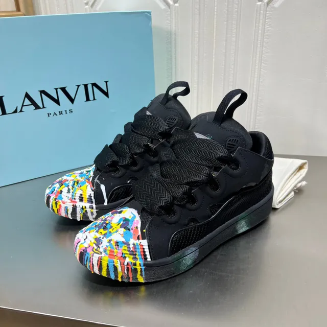 Lanvin Noir Multicolore Éclaboussures de Peinture Chaussures Lifestyle 9