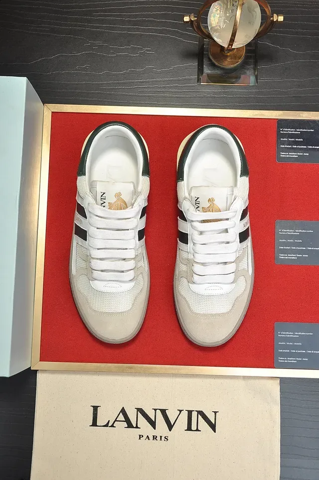 Lanvin White Black Mixed-Material Upper Side Stripe Branding Sneakers 9