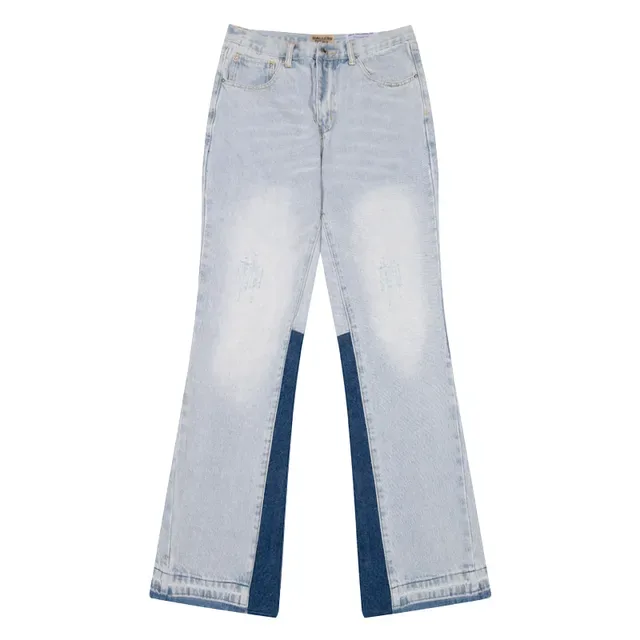 Levi's Blue Navy Light-Wash Distressed Denim Flared Leg Jeans 2