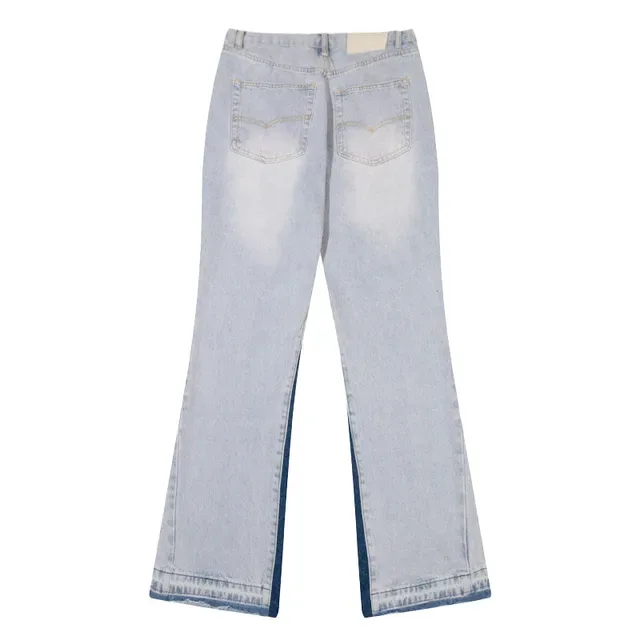 Levi's Blue Navy Light-Wash Distressed Denim Flared Leg Jeans 3