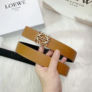 Loeve Anagram Cinturón Marrón Negro Granulado Reversible Cuero