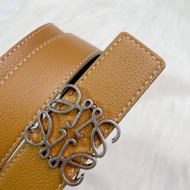 Loewe Anagram Belt Brown Black Pebbled Reversible Leather Belt 3