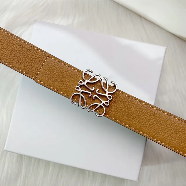Loewe Anagram Belt Brown Black Pebbled Reversible Leather Belt 7
