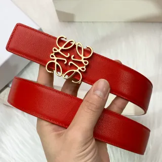 Loewe أناغرام حزام أحمر ذهبي ناعم بكل جلدي