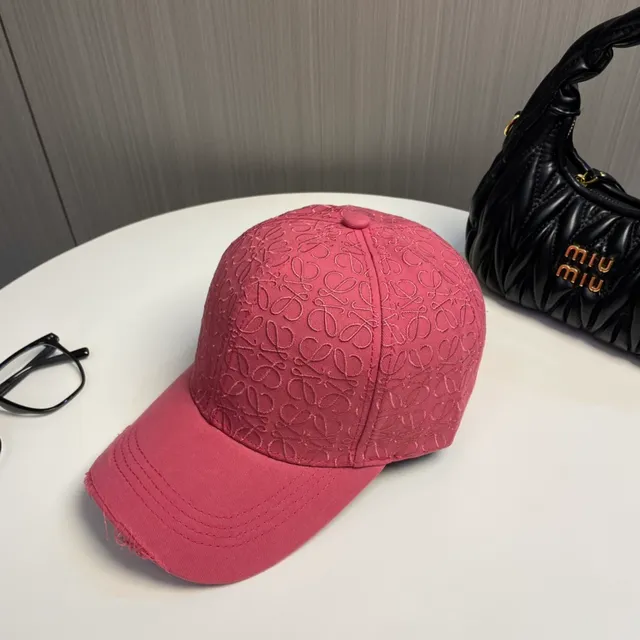 Loewe Anagram Embroidered Pink Baseball Cap 5