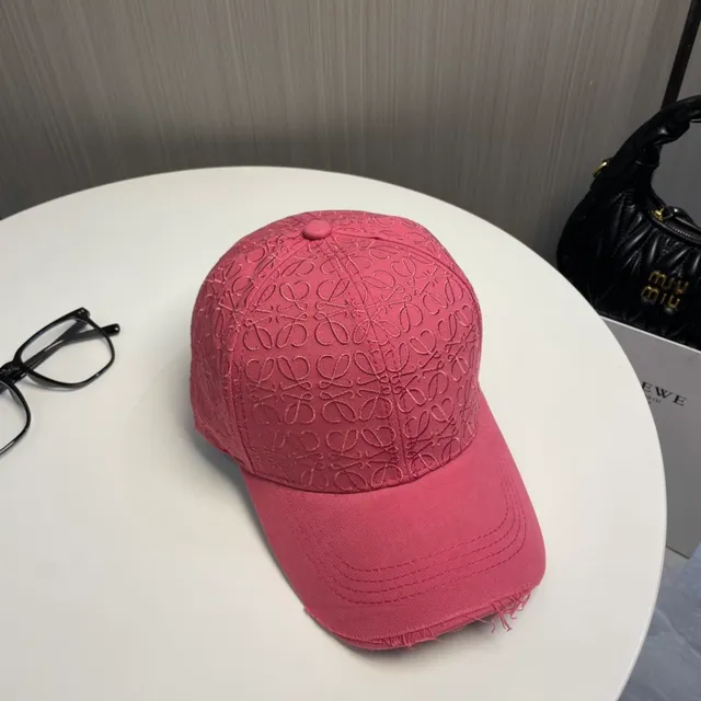 Loewe Anagram Embroidered Pink Baseball Cap 6