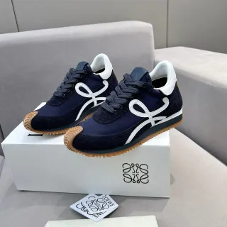 Loewe Navy White Blue Suede And Nylon Upper Anagram Logo Side Panel Lifestyle Sneakers