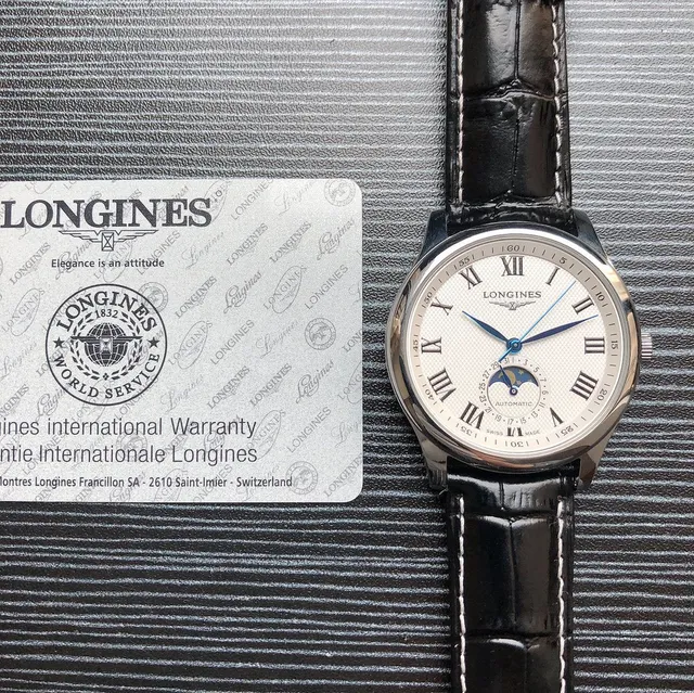 Longines Master Collection White Black Classic Dress Moon Phase Complication Mechanical Watch 3