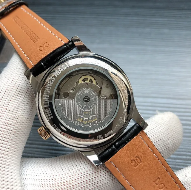 Longines Master Collection White Black Classic Dress Moon Phase Complication Mechanical Watch 4
