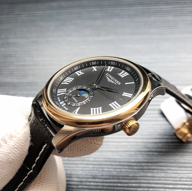 Longines Master Collection White Black Classic Dress Moon Phase Complication Mechanical Watch 5