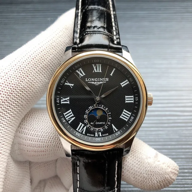 Longines Master Collection White Black Classic Dress Moon Phase Complication Mechanical Watch 6