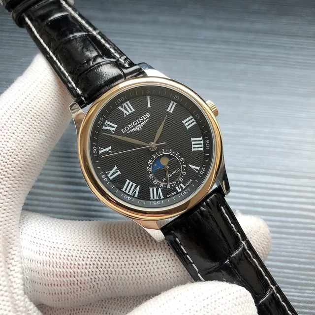 Longines Master Collection White Black Classic Dress Moon Phase Complication Mechanical Watch 7