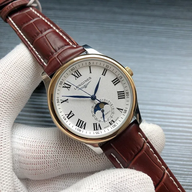 Longines Master Collection White Black Classic Dress Moon Phase Complication Mechanical Watch 8