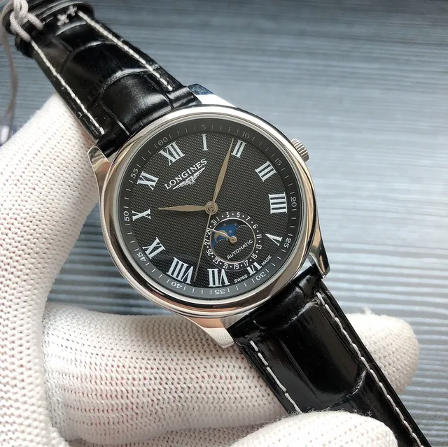 Longines Master Collection White Black Classic Dress Moon Phase Complication Mechanical Watch 9