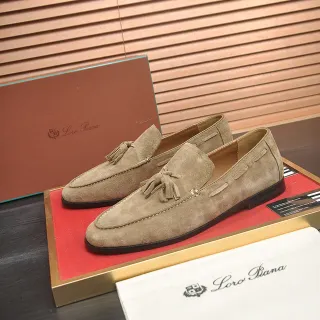 Loro Piana Beige Black Tassel Suede Upper Loafer