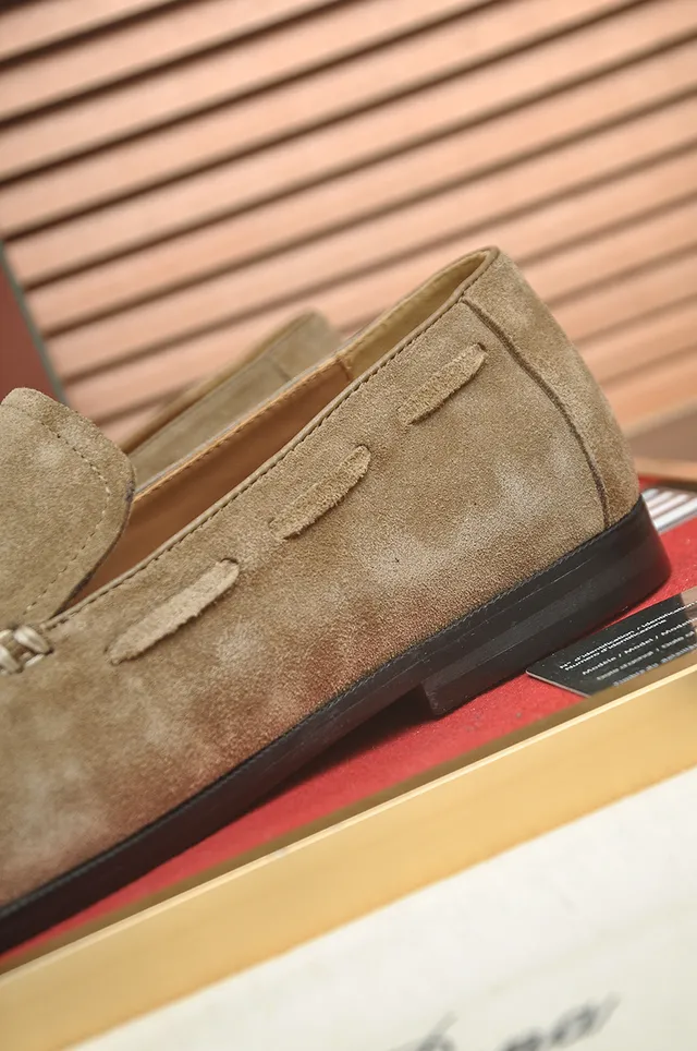 Loro Piana Beige Noir Frange Daim Empeigne Loafers 2