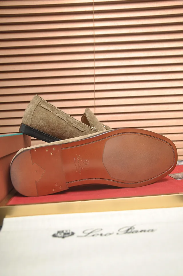Loro Piana Beige Noir Frange Daim Empeigne Loafers 3