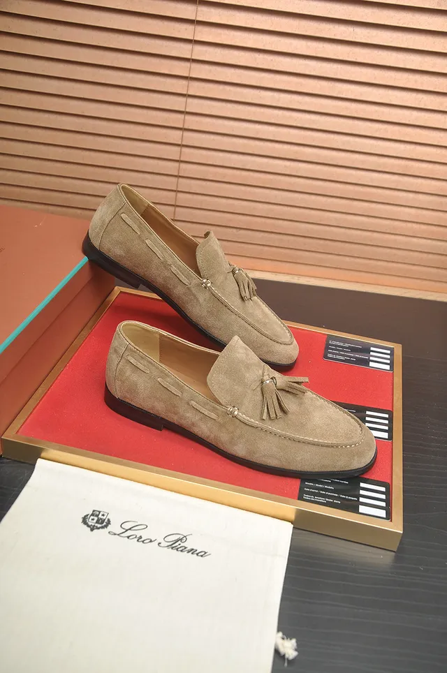 Loro Piana Beige Noir Frange Daim Empeigne Loafers 4